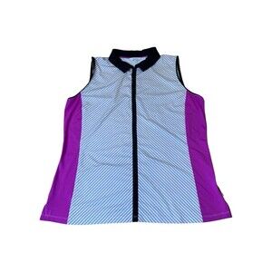 Lady Hagen Collared Sleeveless Athletic Golf Shirt Tank Top w/ Buttons Size XL